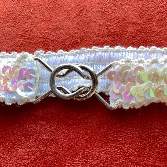 VINTAGE Y2K Girl’s IRIDESCENT Sequin Stretch BELT O/S - Picture 4 of 4